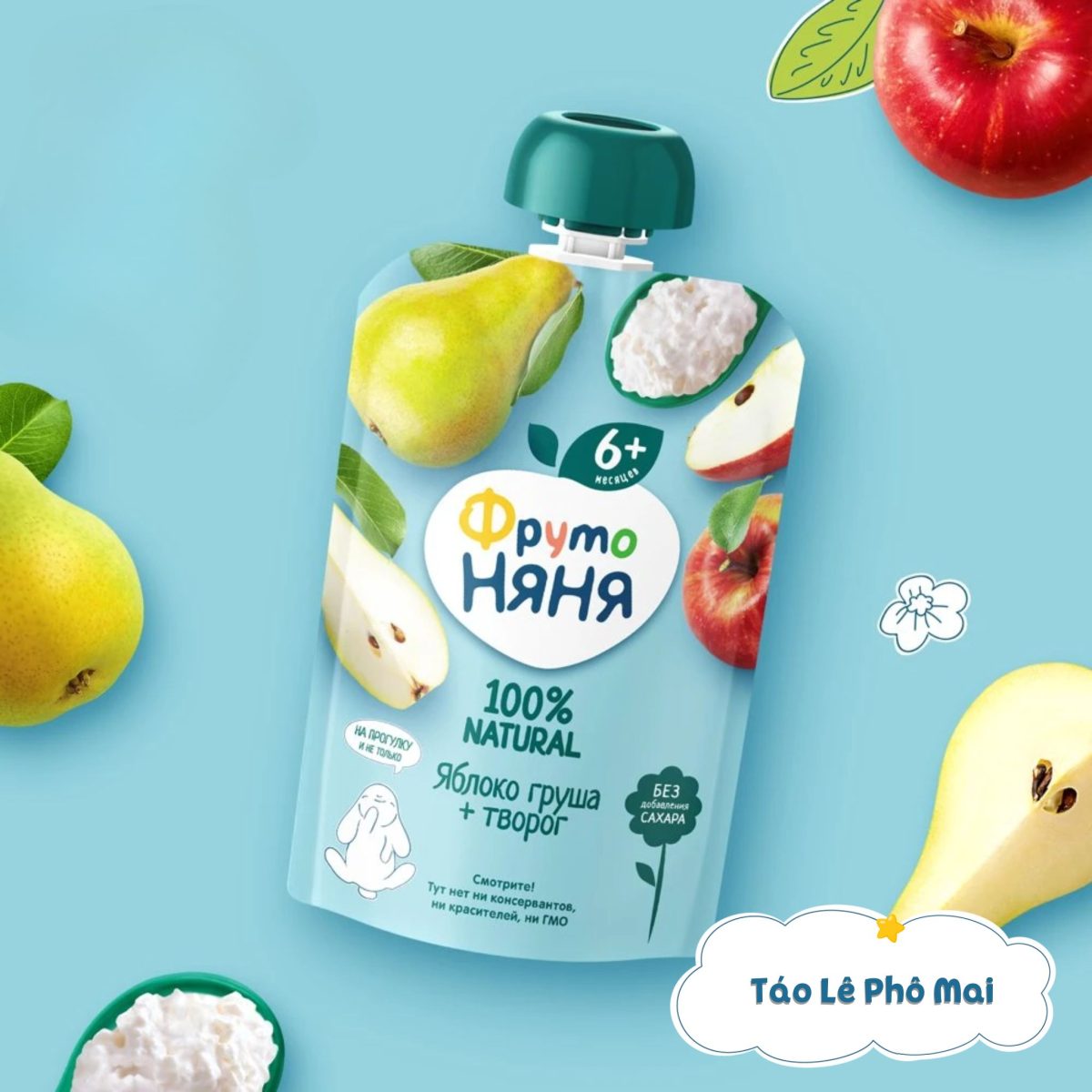 Hoa quả nghiền Fruto vị táo, lê, phô mai